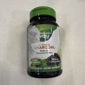 Natures Way CHARCOAL Activated 560mg digestive support 100 Capsules Exp 04/2029